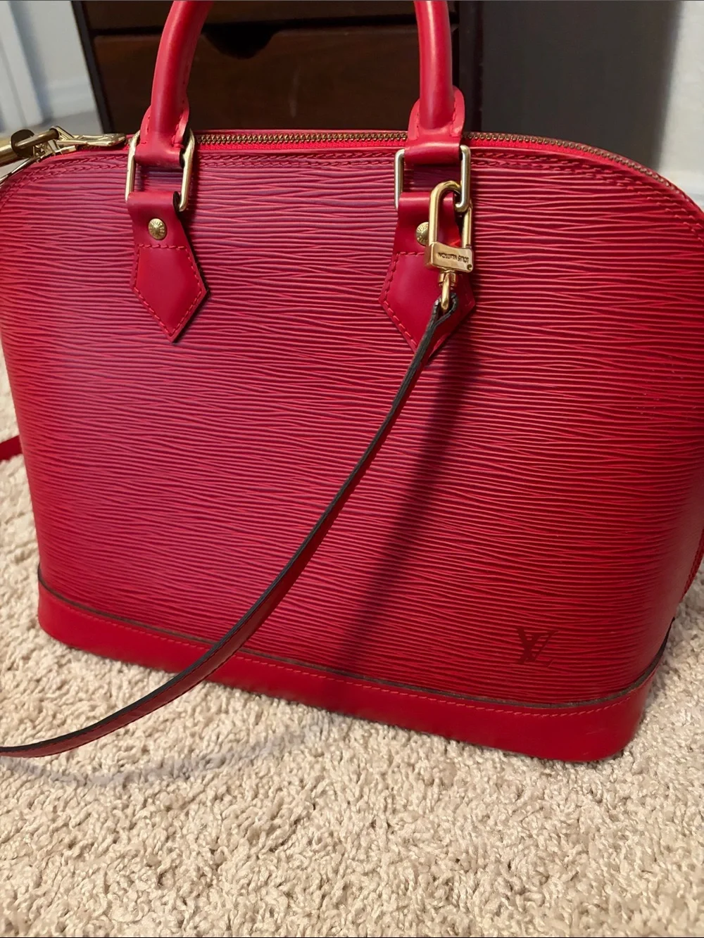 Louis Vuitton Vintage Alma Epi Leather Red